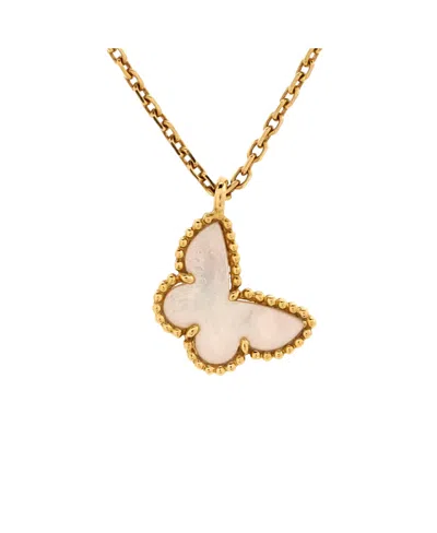 Pre-owned Van Cleef & Arpels  Van Cleef & Arpels Sweet Alhambra Butterfly Pendant Necklace 18k Gold And Mother Of Pearl
