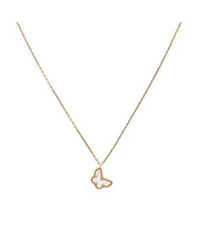 Pre-owned Pre-owned Van Cleef & Arpels  Van Cleef & Arpels Sweet Alhambra Butterfly Pendant Necklace 18k Gold And Mother Of Pearl