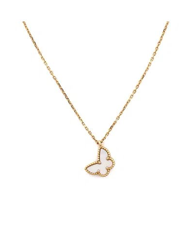 Pre-owned Pre-owned Van Cleef & Arpels  Van Cleef & Arpels Sweet Alhambra Butterfly Pendant Necklace 18k Gold And Mother Of Pearl