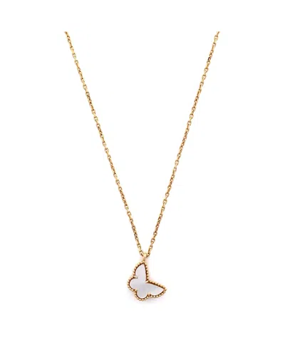 Pre-owned Pre-owned Van Cleef & Arpels  Van Cleef & Arpels Sweet Alhambra Butterfly Pendant Necklace 18k Gold And Mother Of Pearl