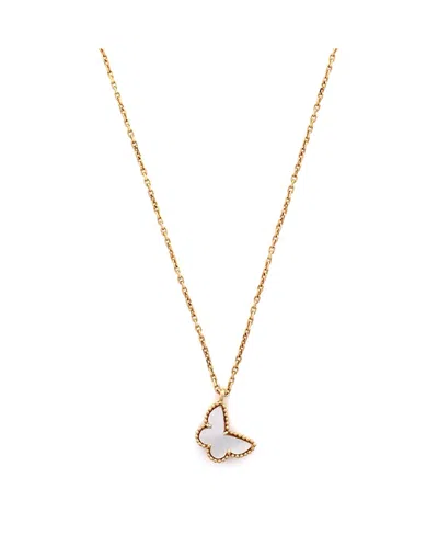 Pre-owned Pre-owned Van Cleef & Arpels  Van Cleef & Arpels Sweet Alhambra Butterfly Pendant Necklace 18k Gold And Mother Of Pearl