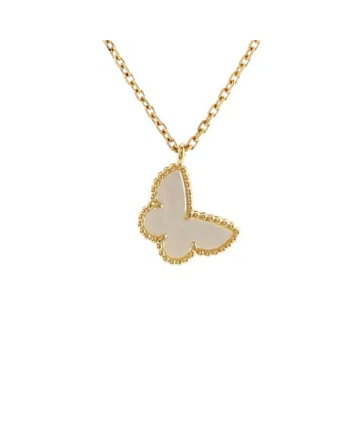 Pre-owned Pre-owned Van Cleef & Arpels  Van Cleef & Arpels Sweet Alhambra Butterfly Pendant Necklace 18k Gold And Mother Of Pearl,