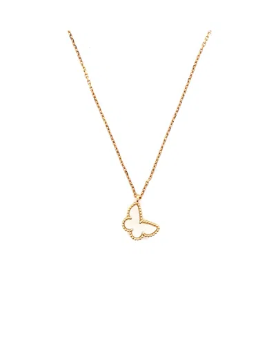 Pre-owned Pre-owned Van Cleef & Arpels  Van Cleef & Arpels Sweet Alhambra Butterfly Pendant Necklace 18k Gold And Mother Of Pearl,