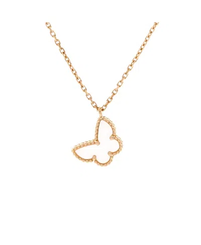 Pre-owned Pre-owned Van Cleef & Arpels  Van Cleef & Arpels Sweet Alhambra Butterfly Pendant Necklace 18k Gold And Mother Of Pearl,