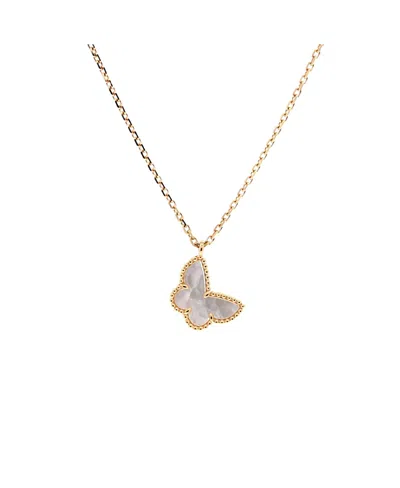 Pre-owned Pre-owned Van Cleef & Arpels  Van Cleef & Arpels Sweet Alhambra Butterfly Pendant Necklace 18k Gold And Mother Of Pearl,