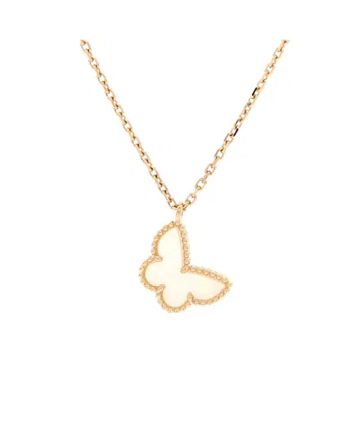Pre-owned Pre-owned Van Cleef & Arpels  Van Cleef & Arpels Sweet Alhambra Butterfly Pendant Necklace 18k Gold And Mother Of Pearl,