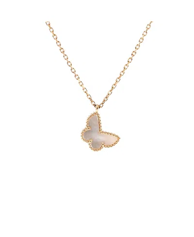 Pre-owned Pre-owned Van Cleef & Arpels  Van Cleef & Arpels Sweet Alhambra Butterfly Pendant Necklace 18k Gold And Mother Of Pearl,