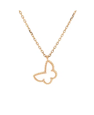 Pre-owned Pre-owned Van Cleef & Arpels  Van Cleef & Arpels Sweet Alhambra Butterfly Pendant Necklace 18k Gold And Mother Of Pearl 