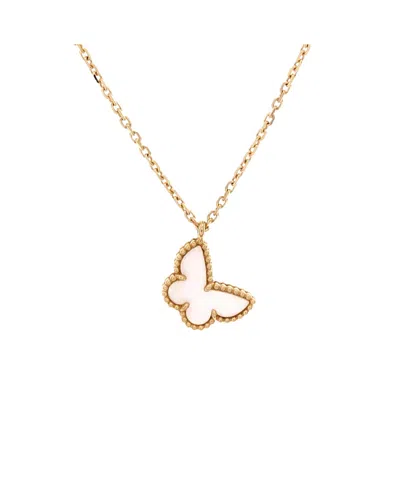 Pre-owned Pre-owned Van Cleef & Arpels  Van Cleef & Arpels Sweet Alhambra Butterfly Pendant Necklace 18k Gold And Mother Of Pearl,