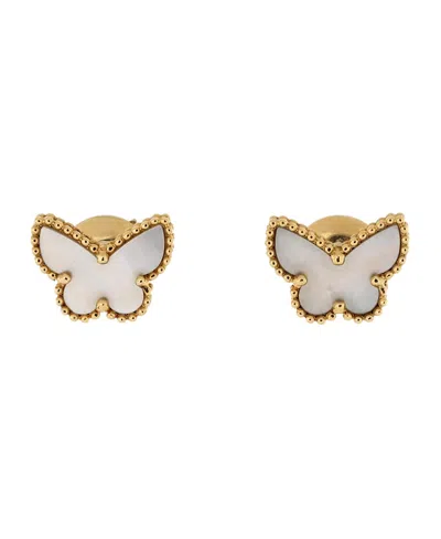 Pre-owned Pre-owned Van Cleef & Arpels  Van Cleef & Arpels Sweet Alhambra Butterfly Stud Earrings 18k Gold And Mother Of Pearl
