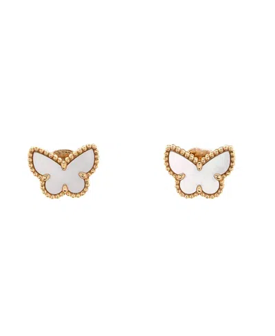Pre-owned Pre-owned Van Cleef & Arpels  Van Cleef & Arpels Sweet Alhambra Butterfly Stud Earrings 18k Gold And Mother Of Pearl