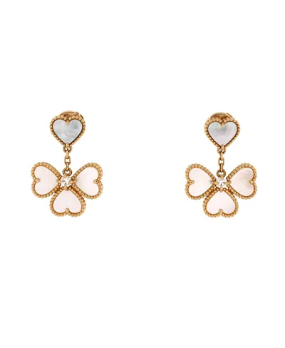 Pre-owned Pre-owned Van Cleef & Arpels  Van Cleef & Arpels Sweet Alhambra Effeuillage Heart Earrings 18k Gold With Mother Of Pearl