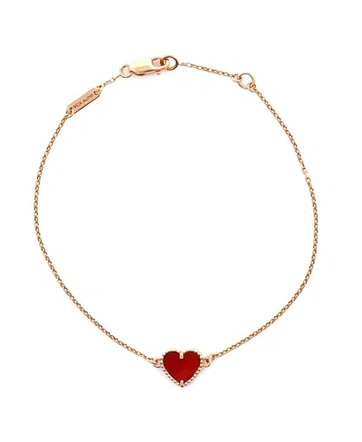 Pre-owned Pre-owned Van Cleef & Arpels  Van Cleef & Arpels Sweet Alhambra Heart Bracelet 18k Rose Gold With Carnelian In Pink