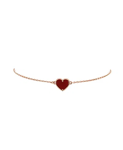 Pre-owned Pre-owned Van Cleef & Arpels  Van Cleef & Arpels Sweet Alhambra Heart Bracelet 18k Rose Gold With Carnelian In Pink