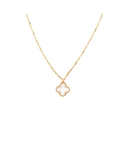 Pre-owned Pre-owned Van Cleef & Arpels  Van Cleef & Arpels Sweet Alhambra Pendant Necklace 18k Gold And Mother Of Pearl, 15.75" In Yellow