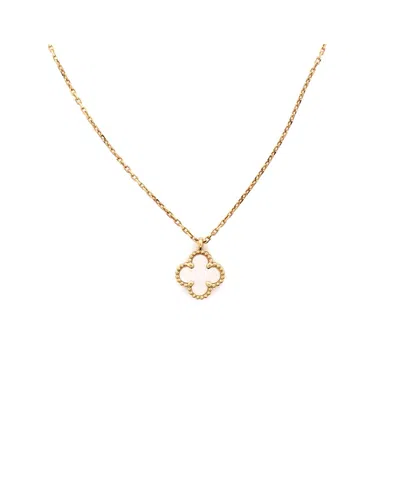 Pre-owned Pre-owned Van Cleef & Arpels  Van Cleef & Arpels Sweet Alhambra Pendant Necklace 18k Gold And Mother Of Pearl 16.25"
