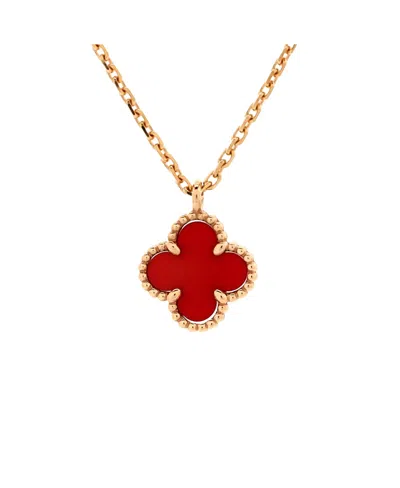 Pre-owned Van Cleef & Arpels  Van Cleef & Arpels Sweet Alhambra Pendant Necklace 18k Rose Gold And Carnelian
