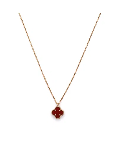 Pre-owned Pre-owned Van Cleef & Arpels  Van Cleef & Arpels Sweet Alhambra Pendant Necklace 18k Rose Gold And Carnelian In Pink