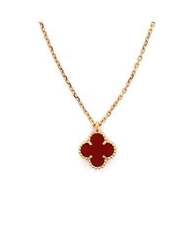 Pre-owned Pre-owned Van Cleef & Arpels  Van Cleef & Arpels Sweet Alhambra Pendant Necklace 18k Rose Gold And Carnelian In Pink
