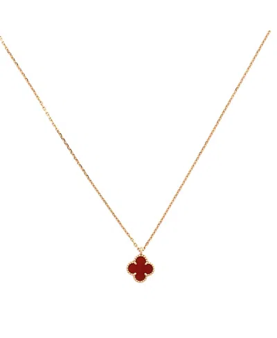 Pre-owned Pre-owned Van Cleef & Arpels  Van Cleef & Arpels Sweet Alhambra Pendant Necklace 18k Rose Gold And Carnelian In Pink