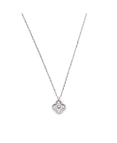 Pre-owned Pre-owned Van Cleef & Arpels  Van Cleef & Arpels Sweet Alhambra Pendant Necklace 18k White Gold With Diamonds