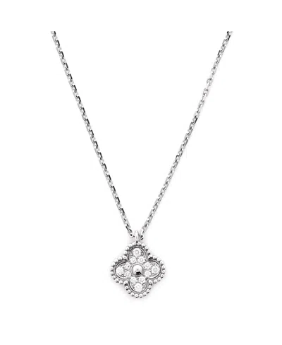 Pre-owned Pre-owned Van Cleef & Arpels  Van Cleef & Arpels Sweet Alhambra Pendant Necklace 18k White Gold With Diamonds