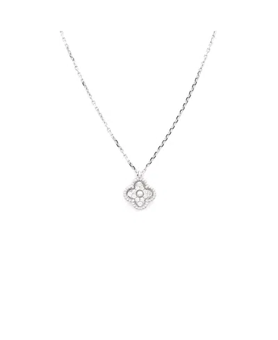 Pre-owned Pre-owned Van Cleef & Arpels  Van Cleef & Arpels Sweet Alhambra Pendant Necklace 18k White Gold With Diamonds, 15.5"