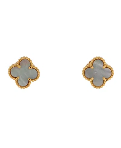 Pre-owned Pre-owned Van Cleef & Arpels  Van Cleef & Arpels Sweet Alhambra Stud Earrings 18k Gold And Mother Of Pearl