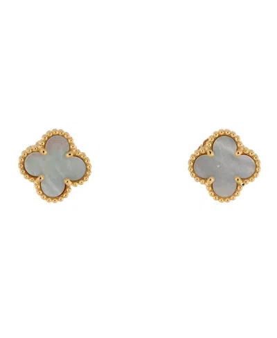 Pre-owned Pre-owned Van Cleef & Arpels  Van Cleef & Arpels Sweet Alhambra Stud Earrings 18k Gold And Mother Of Pearl