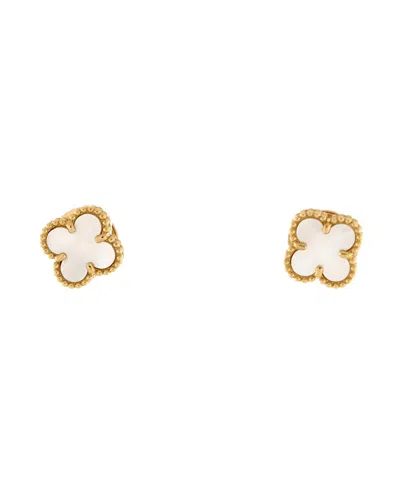 Pre-owned Pre-owned Van Cleef & Arpels  Van Cleef & Arpels Sweet Alhambra Stud Earrings 18k Gold And Mother Of Pearl