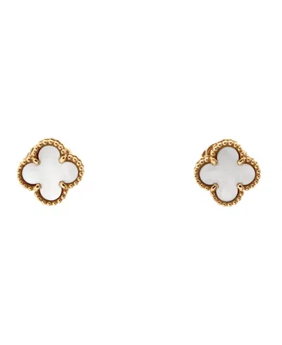 Pre-owned Pre-owned Van Cleef & Arpels  Van Cleef & Arpels Sweet Alhambra Stud Earrings 18k Gold And Mother Of Pearl