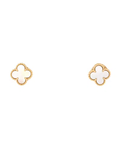 Pre-owned Pre-owned Van Cleef & Arpels  Van Cleef & Arpels Sweet Alhambra Stud Earrings 18k Gold And Mother Of Pearl