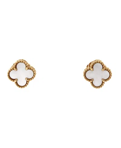 Pre-owned Pre-owned Van Cleef & Arpels  Van Cleef & Arpels Sweet Alhambra Stud Earrings 18k Gold And Mother Of Pearl