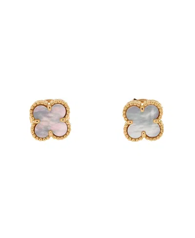 Pre-owned Pre-owned Van Cleef & Arpels  Van Cleef & Arpels Sweet Alhambra Stud Earrings 18k Gold And Mother Of Pearl