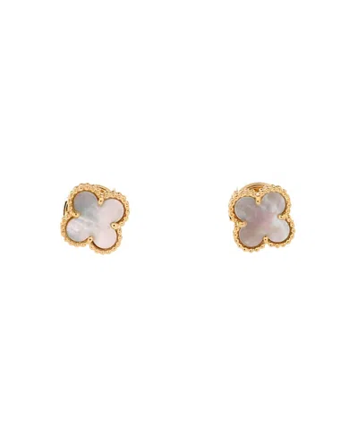 Pre-owned Pre-owned Van Cleef & Arpels  Van Cleef & Arpels Sweet Alhambra Stud Earrings 18k Gold And Mother Of Pearl