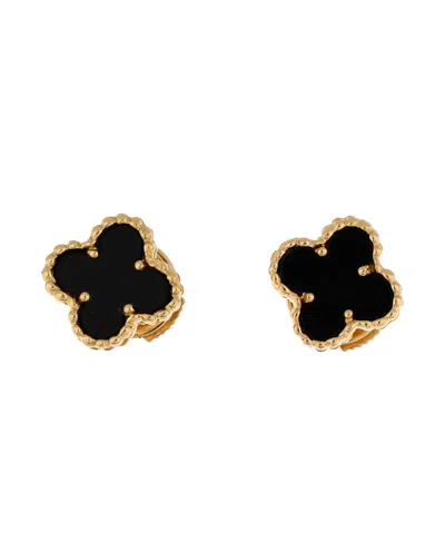 Pre-owned Pre-owned Van Cleef & Arpels  Van Cleef & Arpels Sweet Alhambra Stud Earrings 18k Gold And Onyx