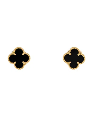 Pre-owned Pre-owned Van Cleef & Arpels  Van Cleef & Arpels Sweet Alhambra Stud Earrings 18k Gold And Onyx