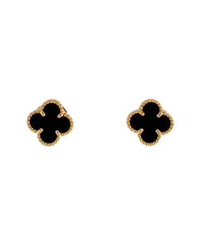 Pre-owned Pre-owned Van Cleef & Arpels  Van Cleef & Arpels Sweet Alhambra Stud Earrings 18k Gold And Onyx