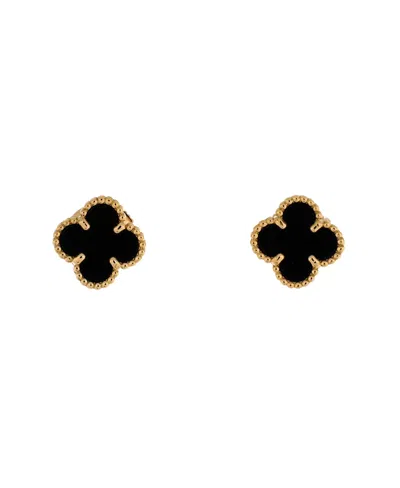 Pre-owned Pre-owned Van Cleef & Arpels  Van Cleef & Arpels Sweet Alhambra Stud Earrings 18k Gold And Onyx