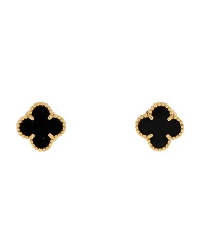 Pre-owned Pre-owned Van Cleef & Arpels  Van Cleef & Arpels Sweet Alhambra Stud Earrings 18k Gold And Onyx
