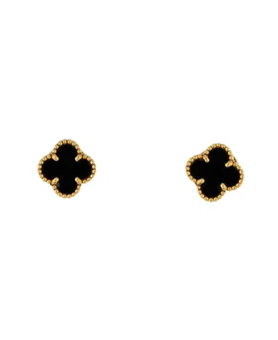 Pre-owned Pre-owned Van Cleef & Arpels  Van Cleef & Arpels Sweet Alhambra Stud Earrings 18k Gold And Onyx