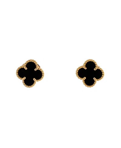 Pre-owned Pre-owned Van Cleef & Arpels  Van Cleef & Arpels Sweet Alhambra Stud Earrings 18k Gold And Onyx