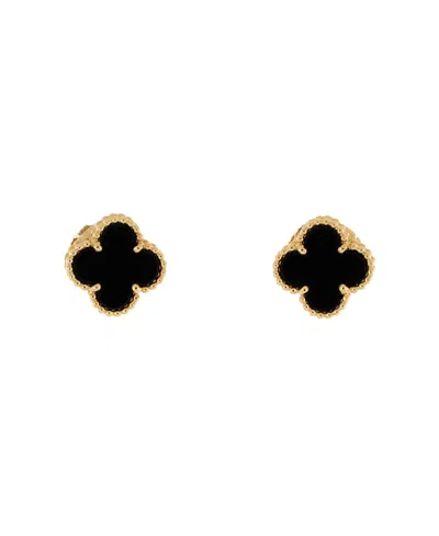 Pre-owned Pre-owned Van Cleef & Arpels  Van Cleef & Arpels Sweet Alhambra Stud Earrings 18k Gold And Onyx
