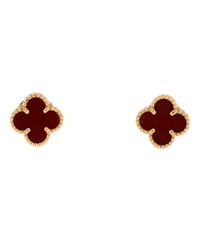 Pre-owned Pre-owned Van Cleef & Arpels  Van Cleef & Arpels Sweet Alhambra Stud Earrings 18k Rose Gold And Carnelian