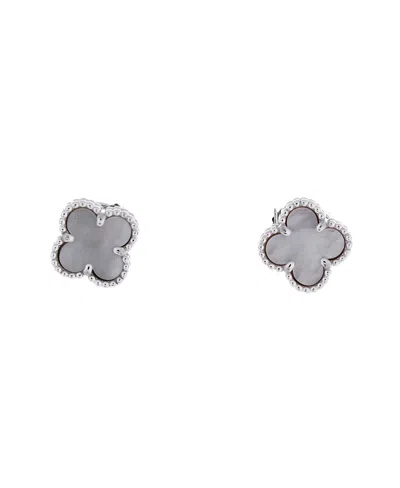 Pre-owned Pre-owned Van Cleef & Arpels  Van Cleef & Arpels Sweet Alhambra Stud Earrings 18k White Gold And Mother Of Pearl
