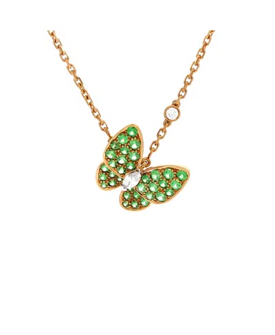 Pre-owned Pre-owned Van Cleef & Arpels  Van Cleef & Arpels Two Butterfly Pendant Necklace 18k Gold With Tsavorite Garnets And Diam