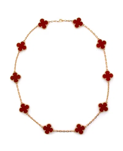 Pre-owned Pre-owned Van Cleef & Arpels  Van Cleef & Arpels Vintage Alhambra 10 Motifs Necklace 18k Gold And Carnelian