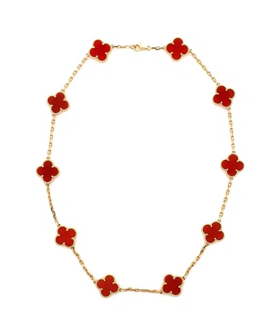 Pre-owned Pre-owned Van Cleef & Arpels  Van Cleef & Arpels Vintage Alhambra 10 Motifs Necklace 18k Gold And Carnelian, 16.75"