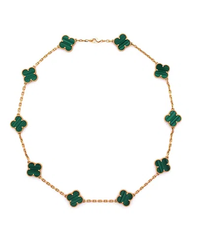 Pre-owned Pre-owned Van Cleef & Arpels  Van Cleef & Arpels Vintage Alhambra 10 Motifs Necklace 18k Gold And Malachite