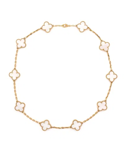 Pre-owned Pre-owned Van Cleef & Arpels  Van Cleef & Arpels Vintage Alhambra 10 Motifs Necklace 18k Gold And Mother Of Pearl, 17" In Yellow